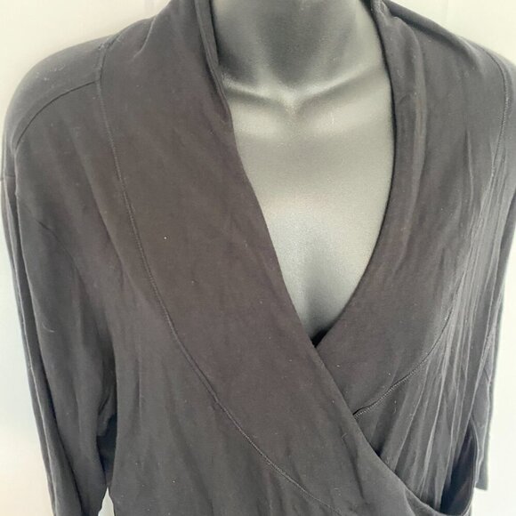 Coldwater Creek Wrap Long Sleeve Shirt Black Strechy Fitted Top Plus Size 1X - Picture 3 of 8